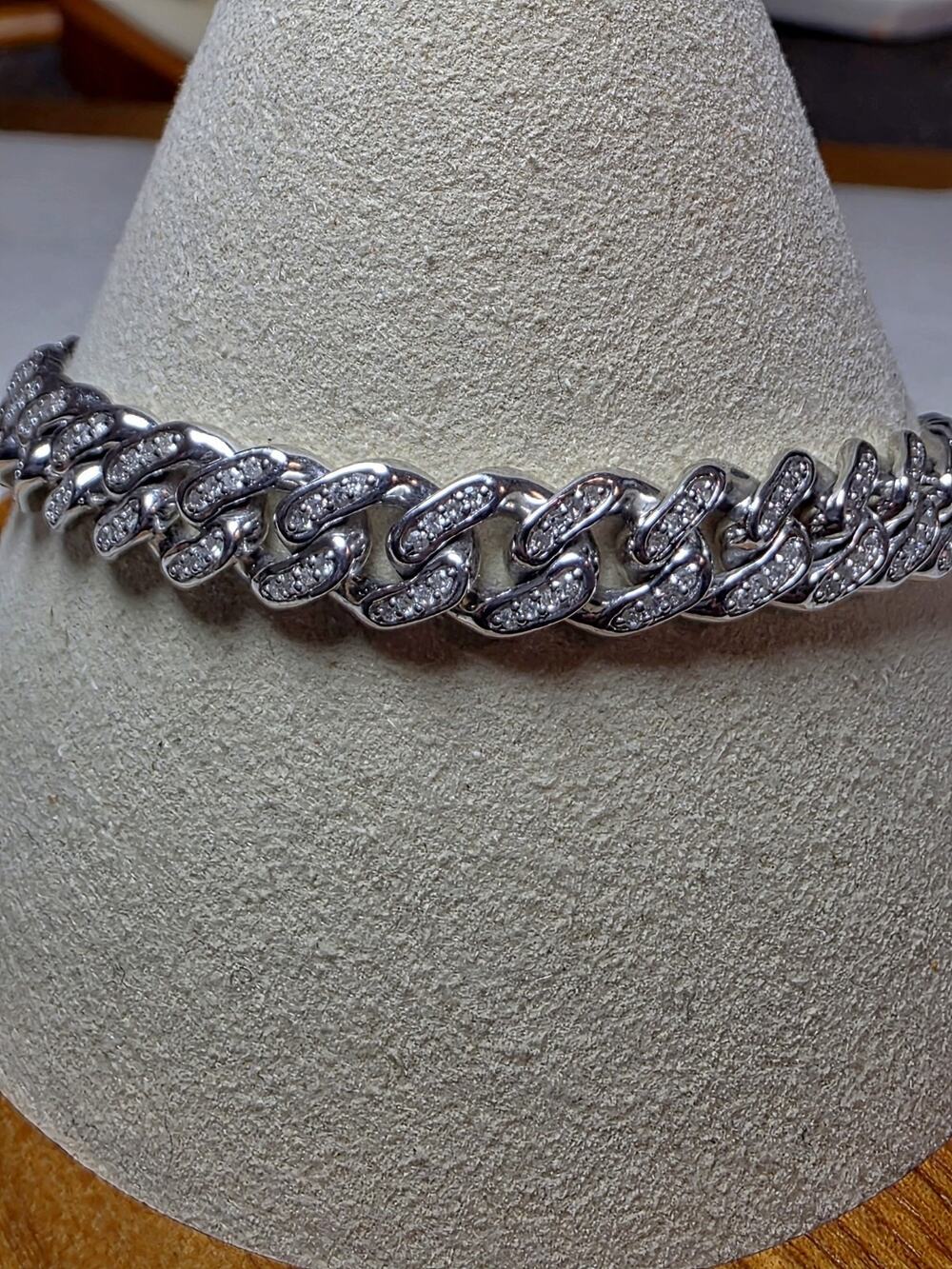 8" Natural Diamond Monaco Braclet 8.0mm Solid 925 Sterling Silver 25g